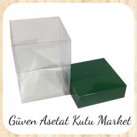 12x12x15 Altı Yeşil Karton Üstü Asetat Kutu