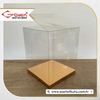 12x12x15 Gold Metalize İç Yükselticili Otomatik Asetat Kutu