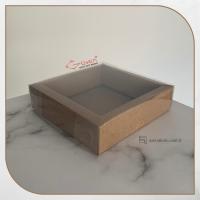[Duvarlı Kutu] 12x12x3 Altı Koyu Kraft Karton Üstü Asetat Kutu