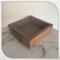 [Duvarlı Kutu] 12x12x3 Altı Koyu Kraft Karton Üstü Asetat Kutu