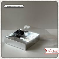 12x12x3 Altı Gümüş Metalize Karton Üstü Asetat Kutu