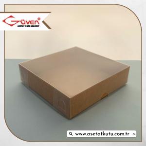 12x12x3 Altı Kraft Karton Üstü Asetat Kutu