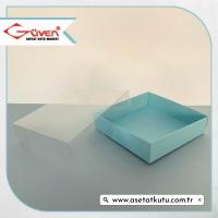 12x12x3 Altı Mavi Karton Üstü Asetat Kutu