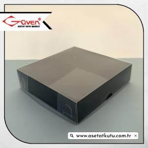 12x12x3 Altı Siyah Karton Üstü Asetat Kutu