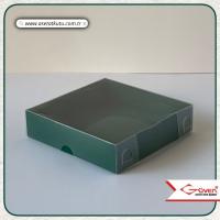 12x12x3 Altı Yeşil Karton Üstü Asetat Kutu