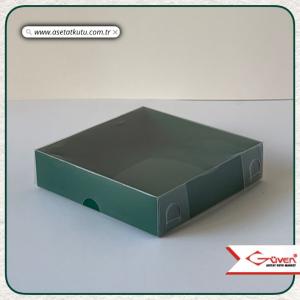 12x12x3 Altı Yeşil Karton Üstü Asetat Kutu