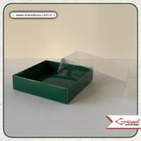 12x12x3 Altı Yeşil Karton Üstü Asetat Kutu