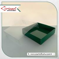 12x12x3 Altı Yeşil Karton Üstü Asetat Kutu