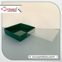 12x12x3 Altı Yeşil Karton Üstü Asetat Kutu