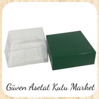 12x12x4 Altı Yeşil Karton Üstü Asetat Kutu