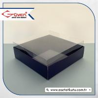 12x12x4 Altı Lacivert Karton Üstü Asetat Kutu