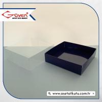 12x12x4 Altı Lacivert Karton Üstü Asetat Kutu
