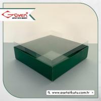 12x12x4 Altı Yeşil Karton Üstü Asetat Kutu