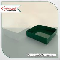 12x12x4 Altı Yeşil Karton Üstü Asetat Kutu