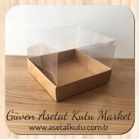12x12x8.5 Altı Kraft Karton Üstü Asetat Kutu