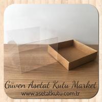 12x12x8.5 Altı Kraft Karton Üstü Asetat Kutu