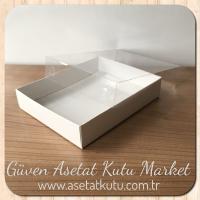 12x15x3 Altı Beyaz Karton Üstü Asetat Kutu