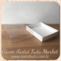 12x15x3 Altı Beyaz Karton Üstü Asetat Kutu