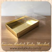 12x15x3 Altı Gold Metalize Karton Üstü Asetat Kutu