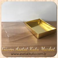12x15x3 Altı Gold Metalize Karton Üstü Asetat Kutu