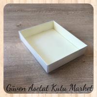 12x15x3 Altı Krem Mermer Desenli Karton Üstü Asetat Kutu