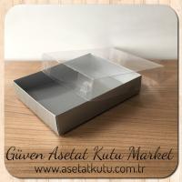 12x15x3 Altı Mat Gümüş Metalize Karton Üstü Asetat Kutu