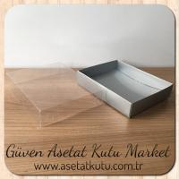 12x15x3 Altı Mat Gümüş Metalize Karton Üstü Asetat Kutu