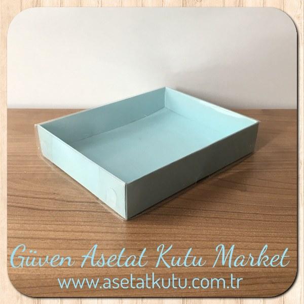 12x15x3 Altı Mavi Karton Üstü Asetat Kutu