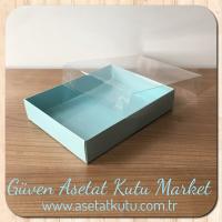 12x15x3 Altı Mavi Karton Üstü Asetat Kutu
