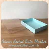 12x15x3 Altı Mavi Karton Üstü Asetat Kutu