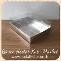 12x15x5 Altı Gümüş Metalize Karton Üstü Asetat Kutu