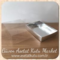 12x15x5 Altı Gümüş Metalize Karton Üstü Asetat Kutu