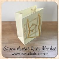 12x17x7 Ölçülü Krem Üzerine Gold Saray Desenli Karton Çanta