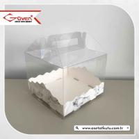 13x13x12 Beyaz Mermer Desen Pasta Kutusu