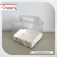13x13x12 Beyaz Mermer Desen Pasta Kutusu