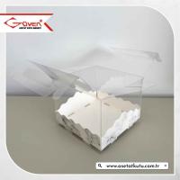 13x13x12 Beyaz Mermer Desen Pasta Kutusu