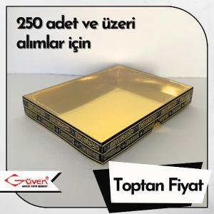 13x17x2.5 Altı Gold Karton, Üstü Kabe Temalı Asetat Kutu [Desen #2]
