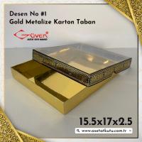 15.5x17x2.5 Altı Gold Karton, Üstü Kabe Temalı Asetat Kutu [Desen #1]