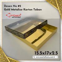 15.5x17x2.5 Altı Gold Karton, Üstü Kabe Temalı Asetat Kutu [Desen #2]