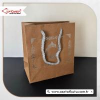 15.5x17x8 Kraft Üzerine Gümüş Saray Desenli Karton Çanta 