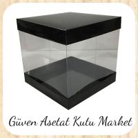 15X15X20 Asetat, Çift Taraflı Siyah Karton Kutu