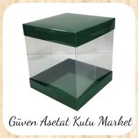 15X15X20 Asetat, Çift Taraflı Yeşil Karton Kutu