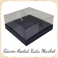 15x15x10 Altı Lacivert Karton Üstü Asetat Kutu