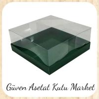 15x15x10 Altı Yeşil Karton Üstü Asetat Kutu