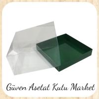 15x15x10 Altı Yeşil Karton Üstü Asetat Kutu