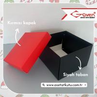 15x15x10 Tabanı Siyah, Kapağı Kırmızı Karton Kutu