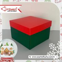 15x15x10 Tabanı Yeşil, Kapağı Kırmızı Karton Kutu