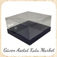 15x15x12 Altı Lacivert Karton Üstü Asetat Kutu