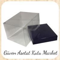 15x15x12 Altı Lacivert Karton Üstü Asetat Kutu