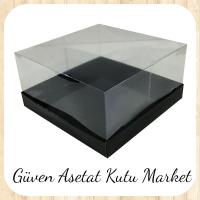 15x15x12 Altı Siyah Karton Üstü Asetat Kutu